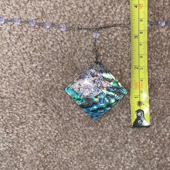 Necklace Beaded with Drop Pendant Blue/Purple - Picture 8 of 8